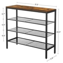 VASAGLE 4-Tier Shoe Rack, Freestanding Storage Organizer, Mesh Shelves, Space-Saving In The Entryway, Industrial, Rustic Brown + Black -Songmics Furniture Shop 51qh1TrW8zS