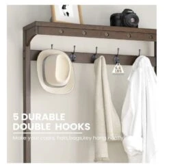 SEJAS 5-Tier Coat And Shoe Rack For Entryway Organizer, Freestanding Hall Tree, Mudroom Storage Organization Furniture, 5 Hanger Hooks, (Dark Brown) 7 SEJAS 5-Tier Coat And Shoe Rack For Entryway Organizer, Freestanding Hall Tree, Mudroom Storage Organization Furniture, 5 Hanger Hooks, (Dark Brown) -Songmics Furniture Shop 51qjxNOc3LL