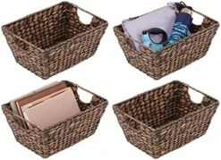 MDesign Natural Woven Hyacinth Closet Storage Organizer Basket Bin For Kitchen Cabinets, Pantry, Bathroom, Laundry Room, Closets, Garage - 4 Pack - Gray 13 MDesign Natural Woven Hyacinth Closet Storage Organizer Basket Bin For Kitchen Cabinets, Pantry, Bathroom, Laundry Room, Closets, Garage - 4 Pack - Gray -Songmics Furniture Shop 51qtKHMLlL. AC