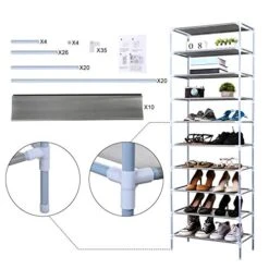 Jaketen 10 Tiers Shoe Rack, Easy Assembled Non-Woven Fabric Shoe Tower Stand, Sturdy Multi-use Shelf Organizer Cabinet For Space Saving Storage 10 Jaketen 10 Tiers Shoe Rack, Easy Assembled Non-Woven Fabric Shoe Tower Stand, Sturdy Multi-use Shelf Organizer Cabinet For Space Saving Storage -Songmics Furniture Shop 51qvxBapdfL