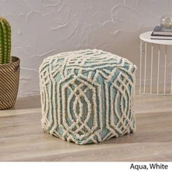 Great Deal Furniture Poppy Boho Wool And Cotton Ottoman Pouf, Aqua And White 10 Great Deal Furniture Poppy Boho Wool And Cotton Ottoman Pouf, Aqua And White -Songmics Furniture Shop 51qw9zOepbL