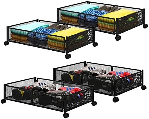 Under Bed Storage, Under Bed Storage Containers With Wheels, Under The Bed Storage Containers, Tool-free Assembly Foldable Under Bed Shoe Storage Organizer Bins Drawer For Bedroom Clothes Blankets Shoes (Black, 2Pack) 8 Under Bed Storage, Under Bed Storage Containers With Wheels, Under The Bed Storage Containers, Tool-free Assembly Foldable Under Bed Shoe Storage Organizer Bins Drawer For Bedroom Clothes Blankets Shoes (Black, 2Pack) - Image 8