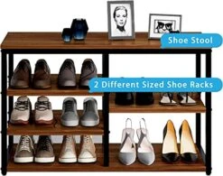 Zaboro Home Coat Rack Shoe Bench Set, Entryway Bench With Coat Rack 5 In 1 Design Shoe Rack Bench With Hooks And Storage Shelf For Entryway, Hallway, Bedroom, Oak -Songmics Furniture Shop 51qzE5cKpmL