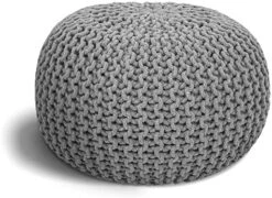 ELYFLAIR® Pouf Ottoman Hand Knitted – Elegant And Simple Knitted Pouf – Multipurpose Handmade Pouf Ottoman For Bedroom, Living Room – Comfortable Cotton Ottoman Foot Rest (Beige, 17,7⌀ Inches) -Songmics Furniture Shop 51r1QNLU TL. AC 1