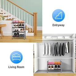 BESIMLI 2-Tier Expandable Shoe Rack Stackable Shoe Organizer Adjustable Metal Iron Shoe Shelf, Free Standing Storage For Closet Entryway Doorway Bedroom Footwear -Songmics Furniture Shop 51r2EYML4kL
