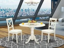 East West Furniture DLBO3-BLK-W Dining Table Set, 3 -Songmics Furniture Shop 51rIi0kAbfL. AC