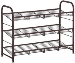 SONGMICS Stackable Shoe Rack, 3-Tier Shoe Rack Storage Organizer, Holds Up To 12 Pairs, Steel, 27 X 10.8 X 19.5 Inches, For High Heels, Sneakers, Slippers, In The Entryway, Closet, Black ULMR066B01 -Songmics Furniture Shop 51rKvO2X41L. AC