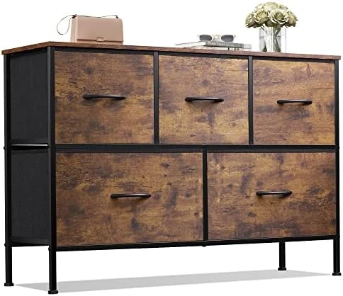 WLIVE Dresser For Bedroom With 5 Drawers, Wide Chest Of Drawers, Fabric Dresser, Storage Organizer Unit With Fabric Bins For Closet, Living Room, Hallway, Nursery, Dark Grey 7 WLIVE Dresser For Bedroom With 5 Drawers, Wide Chest Of Drawers, Fabric Dresser, Storage Organizer Unit With Fabric Bins For Closet, Living Room, Hallway, Nursery, Dark Grey - Image 7