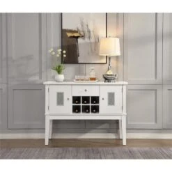 Acme Furniture White Wood Server With 2 Doors And A Drawer