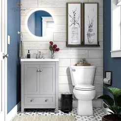 Autumn Alley Farmhouse Bathroom Trash Can - Black Bathroom Trash Can With Lid And Pedal For Rustic Bathroom, Farmhouse Kitchen Trash Can, Country Home Décor, 5L, 1.3 Gallon, Matte Black