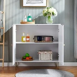 Ansley&HosHo-US White Sideboard Storage Cabinet, Modern Buffet Console Table Cupboard With 2 Doors For Kitchen Living Room Dining Room Entry Hallway Furniture, Credenza Sideboard Buffet Organizer 11 Ansley&HosHo-US White Sideboard Storage Cabinet, Modern Buffet Console Table Cupboard With 2 Doors For Kitchen Living Room Dining Room Entry Hallway Furniture, Credenza Sideboard Buffet Organizer -Songmics Furniture Shop 51rY4FDpfjL