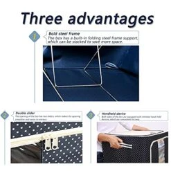 Clothes Storage Bag 100L Large Capacity Organizer With Reinforced Handle Thick Fabric For Comforters, Blankets, Bedding, Foldable With Sturdy Zipper, Clear Window, 3 Fixed Folding Steel Frames (2 Pack) 8 Clothes Storage Bag 100L Large Capacity Organizer With Reinforced Handle Thick Fabric For Comforters, Blankets, Bedding, Foldable With Sturdy Zipper, Clear Window, 3 Fixed Folding Steel Frames (2 Pack) -Songmics Furniture Shop 51rZemqIIgS