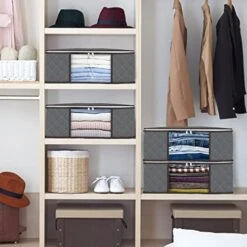 Fixwal 4 Pack Clothes Storage Bag Storage Bins Foldable Closet Organizer Bags With Clear Window Sturdy Zipper Reinforced Handle, Storage Containers For For Closet, Dorm, Pillows, Bedding, 36L, Grey 10 Fixwal 4 Pack Clothes Storage Bag Storage Bins Foldable Closet Organizer Bags With Clear Window Sturdy Zipper Reinforced Handle, Storage Containers For For Closet, Dorm, Pillows, Bedding, 36L, Grey -Songmics Furniture Shop 51rdXlM0mIL