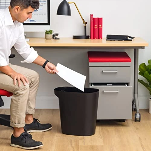 IRIS USA 6 Gallon / 24 Quart Plastic Wastebasket Trash Cans For Home, Office, Bedroom, Bathroom, Made With Recycled Materials, Black, 2-Pack 4 IRIS USA 6 Gallon / 24 Quart Plastic Wastebasket Trash Cans For Home, Office, Bedroom, Bathroom, Made With Recycled Materials, Black, 2-Pack - Image 4