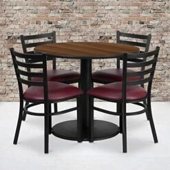 Flash Furniture 36'' Round Black Laminate Table Set With Round Base And 4 Ladder Back Metal Chairs - Black Vinyl Seat -Songmics Furniture Shop 51rjc7b72NL. AC