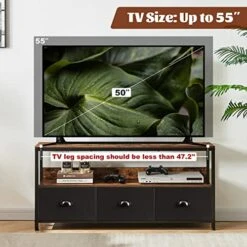 PRAISUN Dresser TV Stand With Storage, Wide Dresser For Bedroom, Entertainment Center For 55 Inch TV, TV Stand With Drawers For Living Room, Chest, Closets And Nursery - Black And Rustic Brown -Songmics Furniture Shop 51rkdahnQpL