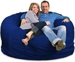 ULTIMATE SACK 6000 (6 Ft.) Bean Bag Chair Cover In Multiple Colors: Cover ONLY. (6000, Navy Suede) -Songmics Furniture Shop 51rsDEHOMmL. AC