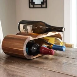 7Penn Wooden Countertop Wine Rack - 6 Bottle Horizontal Acacia Wood Wine Storage Rack Wine Holder Stands For Counter -Songmics Furniture Shop 51rsuw2AX8L