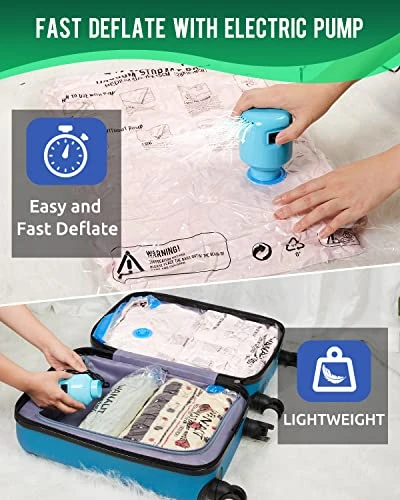 Vacuum Storage Bags With Electric Air Pump, 15 Pack (3 Jumbo, 3 Large, 3 Medium, 3 Small, 3 Roll Up Bags) Space Saver Bag, Vacuum Sealer Bags For Clothes, Blanket, Duvets, Pillows, Comforters, Travel 2 Vacuum Storage Bags With Electric Air Pump, 15 Pack (3 Jumbo, 3 Large, 3 Medium, 3 Small, 3 Roll Up Bags) Space Saver Bag, Vacuum Sealer Bags For Clothes, Blanket, Duvets, Pillows, Comforters, Travel - Image 2