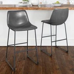 LEMBERI Faux Leather Dining Chairs Set Of 2, 18 Inch Kitchen & Dining Room Chairs,Mid Century Modern Dining Chairs With Backrest And Metal Legs, Comfortable Upholstered Seat Chairs (18,Black) -Songmics Furniture Shop 51ry0VMmsSL. AC