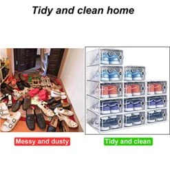 Shoes Storage Boxes Sneaker Display Case Clear Shoe Box Bin Stackable Cap Shoe Display Shelf Case With Drop Front Shoe Container Transparent Plastic Shoes Organizer Hat Display Case Boxes Organizador De Zapatos (12boxes White Medium) -Songmics Furniture Shop 51ryHCTeizL