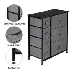VALUX Box Dresser Storage Tower, Closet Dressers With 7 Drawers, Vertical Storage Dressers For Bedroom, Entryway - Sturdy Steel Frame, Wood Top, Easy Pull Fabric Bin (Grey) 11 VALUX Box Dresser Storage Tower, Closet Dressers With 7 Drawers, Vertical Storage Dressers For Bedroom, Entryway - Sturdy Steel Frame, Wood Top, Easy Pull Fabric Bin (Grey) -Songmics Furniture Shop 51s4afHZCXL