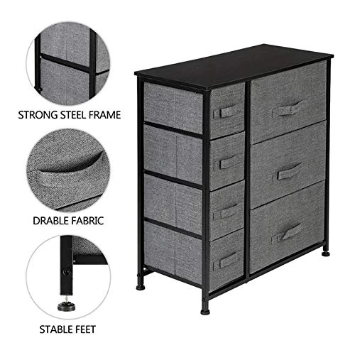 VALUX Box Dresser Storage Tower, Closet Dressers With 7 Drawers, Vertical Storage Dressers For Bedroom, Entryway - Sturdy Steel Frame, Wood Top, Easy Pull Fabric Bin (Grey) 5 VALUX Box Dresser Storage Tower, Closet Dressers With 7 Drawers, Vertical Storage Dressers For Bedroom, Entryway - Sturdy Steel Frame, Wood Top, Easy Pull Fabric Bin (Grey) - Image 5