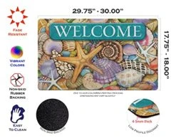 Toland Home Garden 800395 Shells Of The Sea Welcome Summer Door Mat 18x30 Inch Beach Outdoor Doormat For Entryway Indoor Entrance