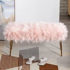 Chairus Faux Fur Entryway Bench Small Shaggy Furry Ottoman Bench For Bedroom Living Room, Pink 12 Chairus Faux Fur Entryway Bench Small Shaggy Furry Ottoman Bench For Bedroom Living Room, Pink -Songmics Furniture Shop 51sAh8bMrQL