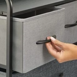 MDesign Wide Dresser Chest With 5 Removable Fabric Drawers - Furniture Storage Unit With Steel Frame And Wood Top For Bedroom, Office, Home Organization - Gray/Multi-Color/Black -Songmics Furniture Shop 51sE3e1I5QL