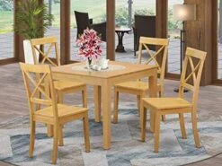 EAST WEST FURNITURE 5 Pc Small Kitchen Table Set And 4 Hard Wood Dining Chairs. In Linen White -Songmics Furniture Shop 51sHpQ40lkL. AC