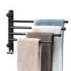 Black Towel Rack JSVER Swivel Towel Rack Wall Mounted, SUS304 Stainless Steel Towel Bar, Space Saving Towel Holder, Towel Racks For Bathroom