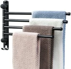 Black Towel Rack JSVER Swivel Towel Rack Wall Mounted, SUS304 Stainless Steel Towel Bar, Space Saving Towel Holder, Towel Racks For Bathroom -Songmics Furniture Shop 51sKbEiuAhL. AC