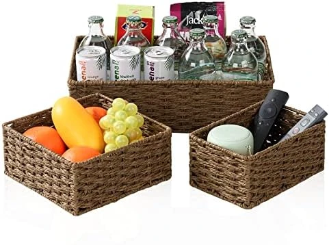 FairyHaus Wicker Baskets For Organizing 3Pack, Large And Small Wicker Storage Baskets Set, Decorative Hand Woven Baskets For Storage, Water Hyacinth Storage Baskets For Pantry Shelf Closet 6 FairyHaus Wicker Baskets For Organizing 3Pack, Large And Small Wicker Storage Baskets Set, Decorative Hand Woven Baskets For Storage, Water Hyacinth Storage Baskets For Pantry Shelf Closet - Image 6