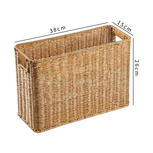 DOITOOL Desktop Organizer 2Pcs Woven Magazine Holder Magazine Wicker Basket Natural Narrow Rattan Magazine Holders Magazine Storage Baskets Bin For Home Office Shelf Bracket 3 DOITOOL Desktop Organizer 2Pcs Woven Magazine Holder Magazine Wicker Basket Natural Narrow Rattan Magazine Holders Magazine Storage Baskets Bin For Home Office Shelf Bracket - Image 3