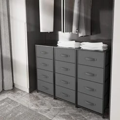 Sehloran 4 Drawer Dresser For Bedroom, Dessers Storage Tower, Chests Of Drawers, Removable Tall Fabric Bins, Dresser Organizers Unit For Hallway, Entryway, Closets, Wood Top, Gray -Songmics Furniture Shop 51scxu6GsHL