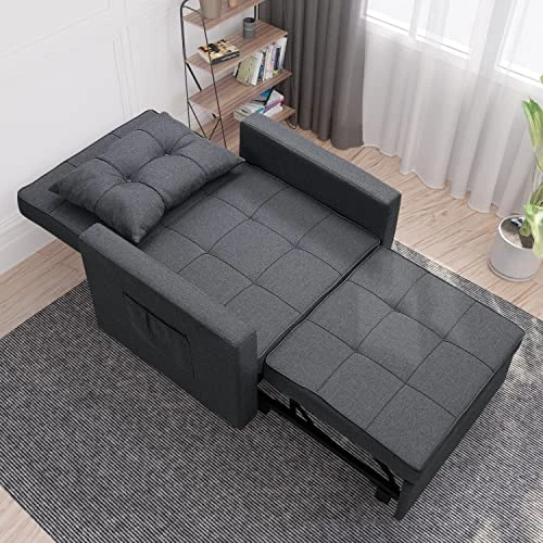 Saemoza Sofa Bed, Chair Bed Sleeper 3 In 1 Multi-Function Folding Ottoman Sleeper, Sleeper Chair, Adjustable Recliner, Sofa, Bed, Single Bed Chair With Modern Yarn-Dyed Fabric (Dark Gray) 1 Saemoza Sofa Bed, Chair Bed Sleeper 3 In 1 Multi-Function Folding Ottoman Sleeper, Sleeper Chair, Adjustable Recliner, Sofa, Bed, Single Bed Chair With Modern Yarn-Dyed Fabric (Dark Gray)