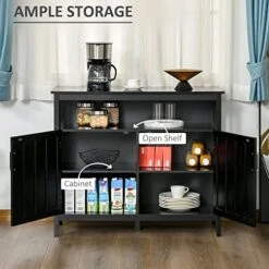 HOMCOM Sideboard Buffet Cabinet, Kitchen Cabinet, Coffee Bar Cabinet With 2 Doors And Adjustable Shelves For Entryway Living Room, Black -Songmics Furniture Shop 51sgHcxBaOL