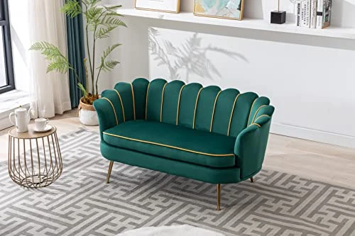 Loveseat Sofa, Modern Velvet Couch Accent Upholstered Settee, 2 Seater Small Loveseat For Small Spaces, Office, Bedroom, Living Room (Green) 5 Loveseat Sofa, Modern Velvet Couch Accent Upholstered Settee, 2 Seater Small Loveseat For Small Spaces, Office, Bedroom, Living Room (Green) - Image 5