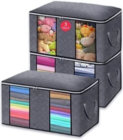 Purjoy 90L Large Storage Bags,6 Pack Closet Organizers And Storage,Clothes Foldable Storage Bins With Reinforced Handles Two Clear Window,Storage Containers For Clothing,Blanket,Comforters,Toys,Bedding(Grey 6Pack) 10 Purjoy 90L Large Storage Bags,6 Pack Closet Organizers And Storage,Clothes Foldable Storage Bins With Reinforced Handles Two Clear Window,Storage Containers For Clothing,Blanket,Comforters,Toys,Bedding(Grey 6Pack) -Songmics Furniture Shop 51svGpHd8WL. AC