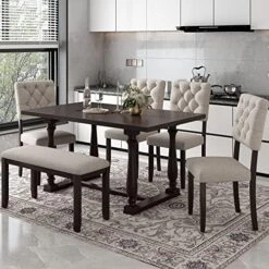 Harper & Bright Designs 7-Piece Wooden Dining Table Set, Extendable Dining Table With 12” Leaf & 2 Drawers,Dining Table With 6 Chairs, Mutifunctional Kitchen Table And Chairs For 6,Brown + White -Songmics Furniture Shop 51t0YaleSdL. AC