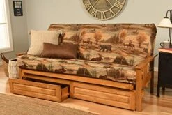 Kodiak Furniture Monterey Futon Set With Storage Drawers, With Butternut Base And Canadian Mattress