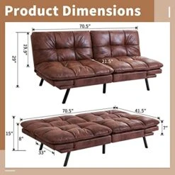 IULULU Brown Memory Foam Futon Couch Bed, Modern Folding Sleeper Sofa With Quick Adjustable Armrest And Backrest For Studio Apartment, Dorm, Living, Guest Room, Home Office 9 IULULU Brown Memory Foam Futon Couch Bed, Modern Folding Sleeper Sofa With Quick Adjustable Armrest And Backrest For Studio Apartment, Dorm, Living, Guest Room, Home Office -Songmics Furniture Shop 51t32RIzHwL