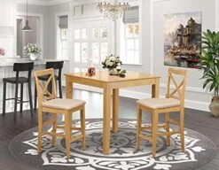 East West Furniture PUBS3-OAK-W Dining Set, 3-Piece -Songmics Furniture Shop 51tA7VjfgnL. AC