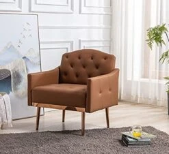 KINFFICT Modern Accent Chair, Upholstered Single Sofa Arm Chair For Living Room And Bedroom, Upholstered Comfy Armchair Chair With Solid Tapered Metal Legs, White -Songmics Furniture Shop 51tCIxT9peL. AC