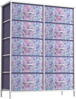 Sorbus Dresser With 8 Drawers - Furniture Storage Chest Tower Unit For Bedroom, Hallway, Closet, Office Organization - Steel Frame, Wood Top, Easy Pull Fabric Bins (8-Drawer, Tie-dye Blue/Pink/Purple) -Songmics Furniture Shop 51tCus2PjVL. AC