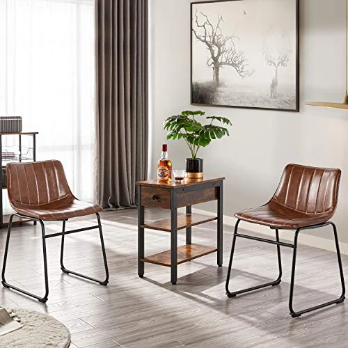Yaheetech 18" PU Leather Dining Chairs Armless Chairs Indoor/Outdoor Kitchen Dining Room Chairs With Metal Legs Upholstered, Set Of 4, Brown 2 Yaheetech 18" PU Leather Dining Chairs Armless Chairs Indoor/Outdoor Kitchen Dining Room Chairs With Metal Legs Upholstered, Set Of 4, Brown - Image 2