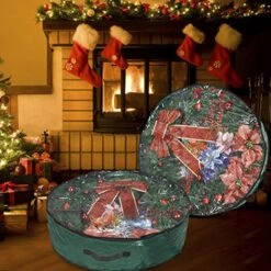 Propik Christmas Wreath Storage Bag 24" - Garland Holiday Container With Clear Window - Tear Resistant Fabric - 2 Pack (24 Inch, Green) -Songmics Furniture Shop 51tL4mn3lZL