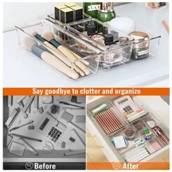 YFXCVSL 30 PCS Drawer Organizer Set, 4 Sizes Desk Drawer Divider Makeup Organizers And Sturdy Clear Versatile Storage Bins For Makeup, Jewelry, Gadgets For Kitchen, Bedroom, Bathroom, Office 7 YFXCVSL 30 PCS Drawer Organizer Set, 4 Sizes Desk Drawer Divider Makeup Organizers And Sturdy Clear Versatile Storage Bins For Makeup, Jewelry, Gadgets For Kitchen, Bedroom, Bathroom, Office -Songmics Furniture Shop 51tOmMFKUkL