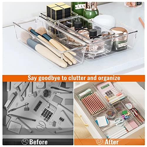 YFXCVSL 30 PCS Drawer Organizer Set, 4 Sizes Desk Drawer Divider Makeup Organizers And Sturdy Clear Versatile Storage Bins For Makeup, Jewelry, Gadgets For Kitchen, Bedroom, Bathroom, Office 3 YFXCVSL 30 PCS Drawer Organizer Set, 4 Sizes Desk Drawer Divider Makeup Organizers And Sturdy Clear Versatile Storage Bins For Makeup, Jewelry, Gadgets For Kitchen, Bedroom, Bathroom, Office - Image 3